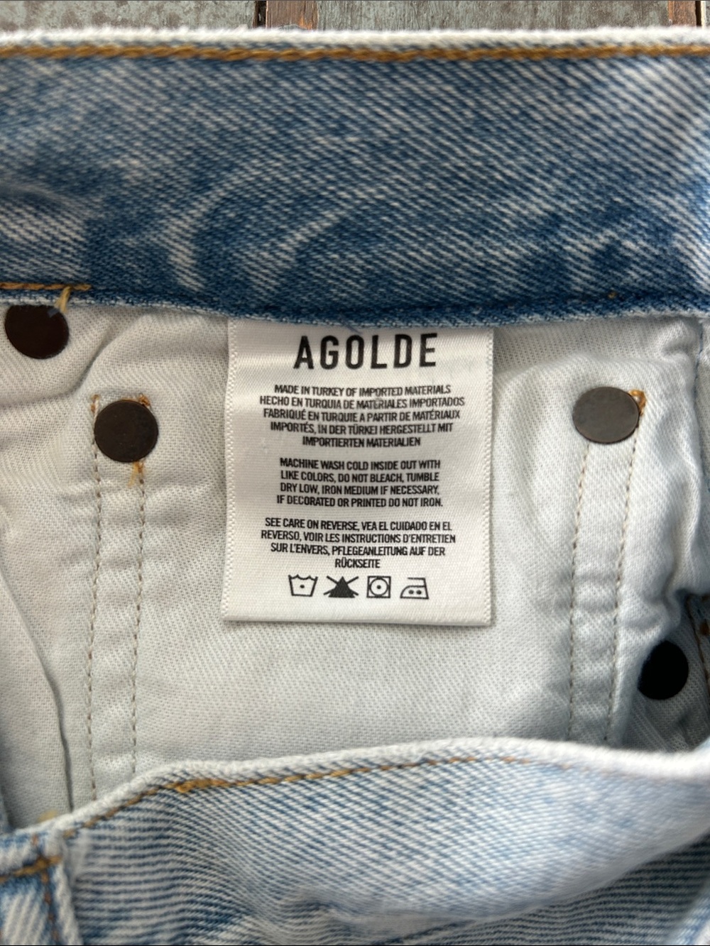 Agolde Parker Vintage Cut Off Long Blue Distressed Jean Shorts Size 26 - Picture 8 of 12